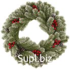 Decorative coniferous wreath "Winter Magic" snow-covered with berries and pine cones. Size: 48 x 12 cm.