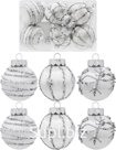Christmas tree balls, 6 pcs, 6 cm, Winter celebration. Color: white/silver.