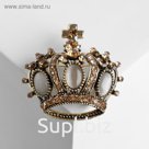 Брошь "Корона" царя, цвет золотистый в чернёном золоте