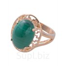 Кольцо с малахитом "Греческое", позолота с родирование, размер 20