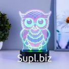 Светильник сенсорный "Сова" LED USB (90см) от батареек 3xАА черный 12,7х5,5х20,5 см