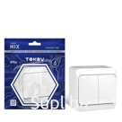 Выключатель TOKOV ELECTRIC, Nix, 2 клавиши, 10А, IP54, 250В, белая, TKE-NX-V2-C01-IP54