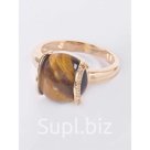 Кольцо с тигровым глазом "Элана", позолота с родирование, размер 18