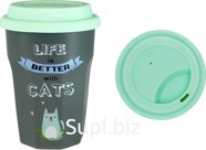360ml mug with lid "Favorite cat", type 1