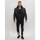 Классическая куртка из экокожи мужская чёрного цвета, размер 52