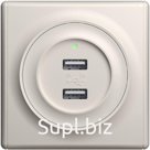Розетка OneKeyElectro Florence USB двойная, с подсветкой, бежевая