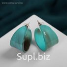 Серьги-кольца "Романтика", цвет зелёный