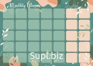 Планер магнитный с сеткой на месяц Lamark "FLORAL", А3, маркер для доски с губкой и магн.держателем в комплекте, в карт.упак. с еврослотом