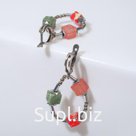 Серьги "МИКС камней" петли с кубиками, цветные