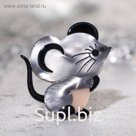 Брошь "Мышонок" любопытный, цвет серый