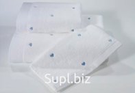 Soft cotton LOVE банное полотенце белый-голубой Турция 75х150см, оптом