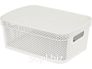 Корзина 380х270х143 11л. с крышкой, стенки перф, дно сплошное, код: 36147
