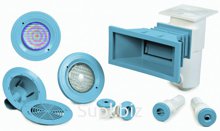 Донный слив, с боковым отверстием ?50мм или ?63мм, на клей, под пленку, цвет серо-голубой