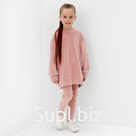 Костюм детский (свитшот, лосины) KAFTAN Plushy, размер 34 (122-128 см), розовый