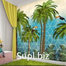 Фотообои флизелиновые встык "Тропические пальмы" 8,1 м2, 300х270 см, моющиеся обои флизелиновые