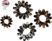 Large 5cm spiral hair elastic made of leopard print fabric (1 piece)
