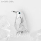 Брошь "Пингвинчик" мини, цвет белый в серебре