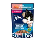 Корм влажный для кошек Felix аппетитные кусочки лосось и форель в желе 875 гр., пауч