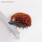 Брошь "Ёжик" лесной, цвет серый в золоте