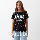 Футболка женская KAFTAN "Xmas family" размер 48-50, черный