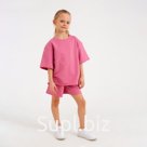 Костюм детский (футболка, шорты) MINAKU: Casual Collection, пудровый, рост 116 см