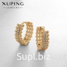 Серьги кольца с фианитом XUPING, белые в золоте, d=1.3 см