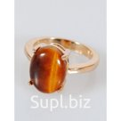 Кольцо с тигровым глазом "Овал", позолота с родирование, размер 17