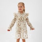 Платье для девочки MINAKU: Cotton collection, бежевое, рост 104 см