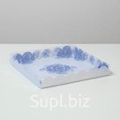 Коробка для кондитерских изделий с PVC крышкой «Расписная», 21 × 21 × 3 см