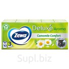 Платки бумажные носовые Zewa "Deluxe" 3-слойные, 19*21см, белые, аромат ромашки, 10 пачек по 10шт.