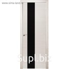 Дверное полотно «Техно 4», 2000 × 900 мм, горизонтальное стекло чёрное, цвет ива