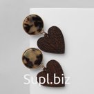 Серьги из дерева «Ваканда» стиль, сердце, цвет коричневый