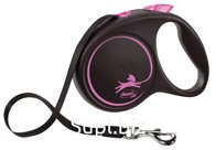 Поводок-рулетка Flexi Black Design tape M 5m 25 kg pink