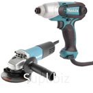 Набор инструмента УШМ + дрель ударная Makita DK0169, 125 мм 9555HN + TD0101