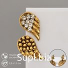 Серьги со стразами «Крылья» ангела, белые в чернёном золоте