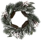 Decorative coniferous wreath "Harmony" with white berries, leaves, and pine cones. Size: 35x12 cm.