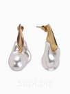 Серьги жемчуг «Капля барокко», белые в золоте