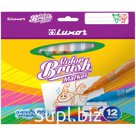Фломастеры с кистевым пишущим узлом Luxor "Color Brush", 12цв., смываемые, картон, европодвес