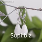 Серьги посеребрение капля "Агат белый"