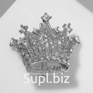 Брошь «Корона» изыск, цвет белый в серебре