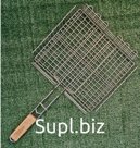 Решетка-гриль из пищевой нержавеющей стали AISI 304. Раб. часть 31х31 см, глубина 5,5см; толщина прутка решетки 2,8мм, на ручке - 5мм