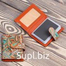 Визитница на кнопке, 2 кармана, вкладыш 20 стр., цвет рыжий 8.3х10.7х2.5см