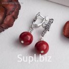 Серьги шар №12, зигзаг "Коралл"