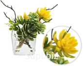 Decorative plant Succulents in a vase Size: 26x25x17 cm Color: green + yellow