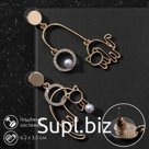 Серьги ассорти «Сиеста» игривые кошки, цвет белый в золоте