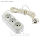 Удлинитель TUNDRA, 3 розетки, 3 м, 16 А, ПВС 3х0.75 мм2, IP20, с з/к, белый, ГОСТ