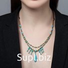 Колье «Индия» бирюза, цвет золотисто-голубой, 32 см