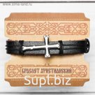Браслет церковный «Крест литой» (черный), 2,2 х 17,5 см
