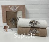 Набор махровых полотенец Тигр LUX 2пр (50х90+70х140) 100 % хлопок бело-коричневый хвост; 

Артикул: 82508