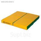 Мат PERFETTO SPORT, 100 х 100 х 10 см, складной, 4 сложения, зелёный/жёлтый